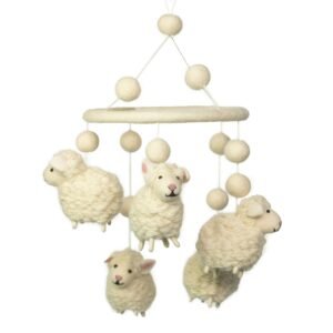 Soothing Nursery Mobile Felt White Sheep