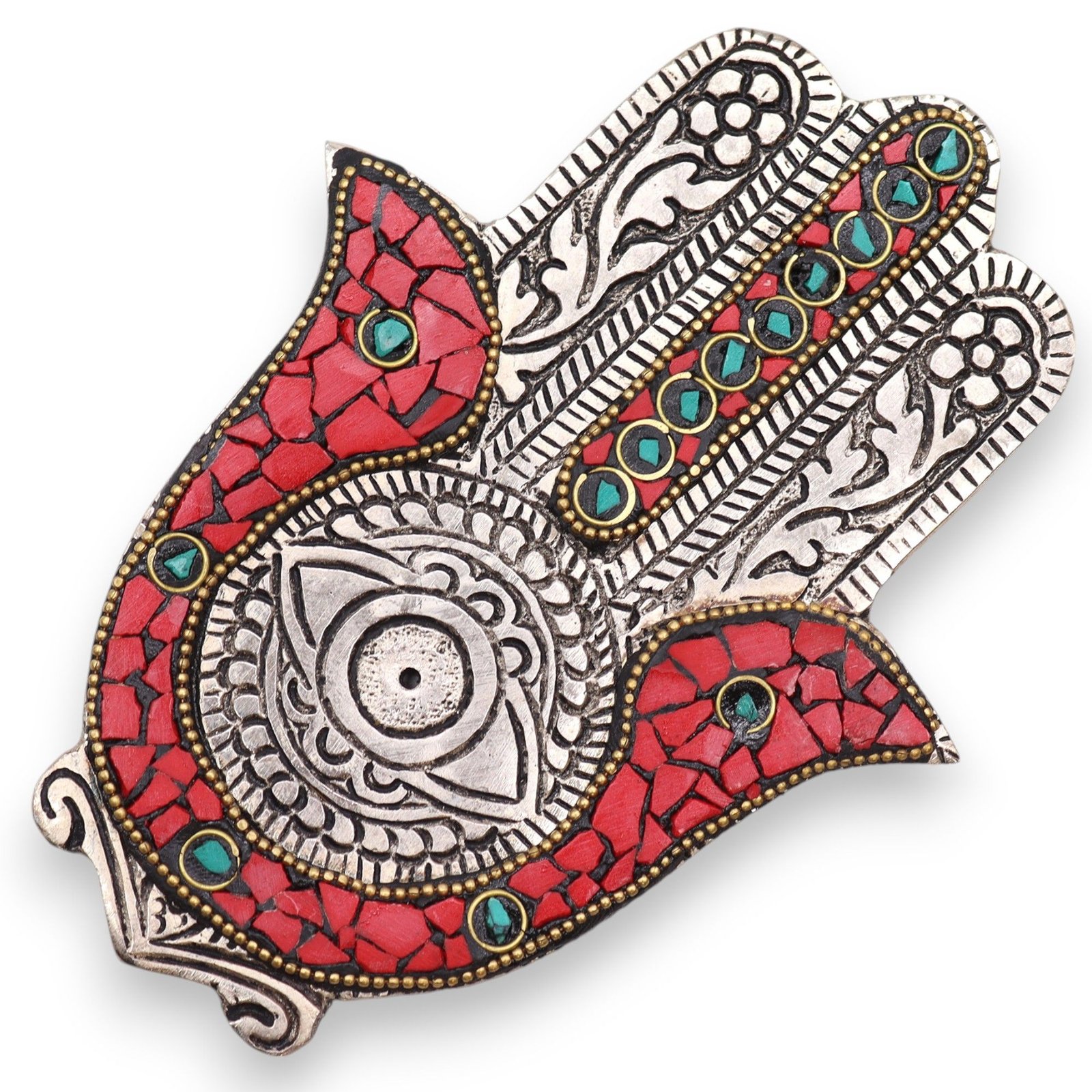 vibrant protection small hamsa incense holder Vibrant Protection Small Hamsa Incense Holder