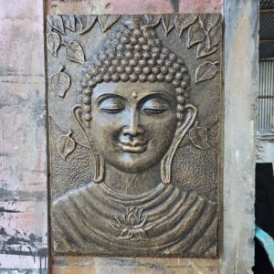 Mindful Buddha Iron Wall Relief Antique Gold