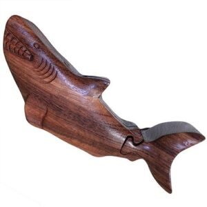 Playful Keepsake Puzzle Box Happy Shark Wood