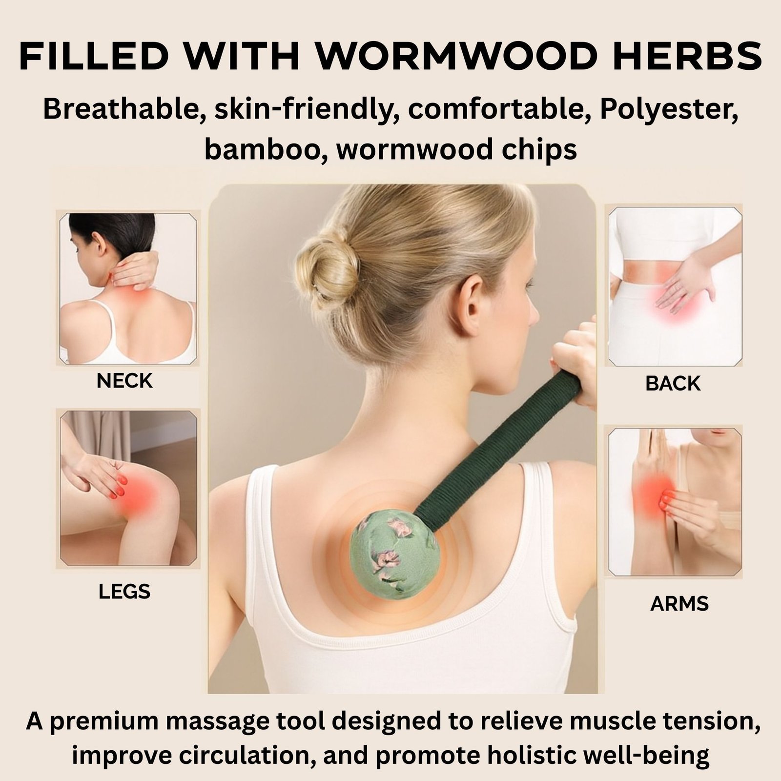 energising wormwood herbal massage hammer yellow Energising Wormwood Herbal Massage Hammer Yellow - Image 8