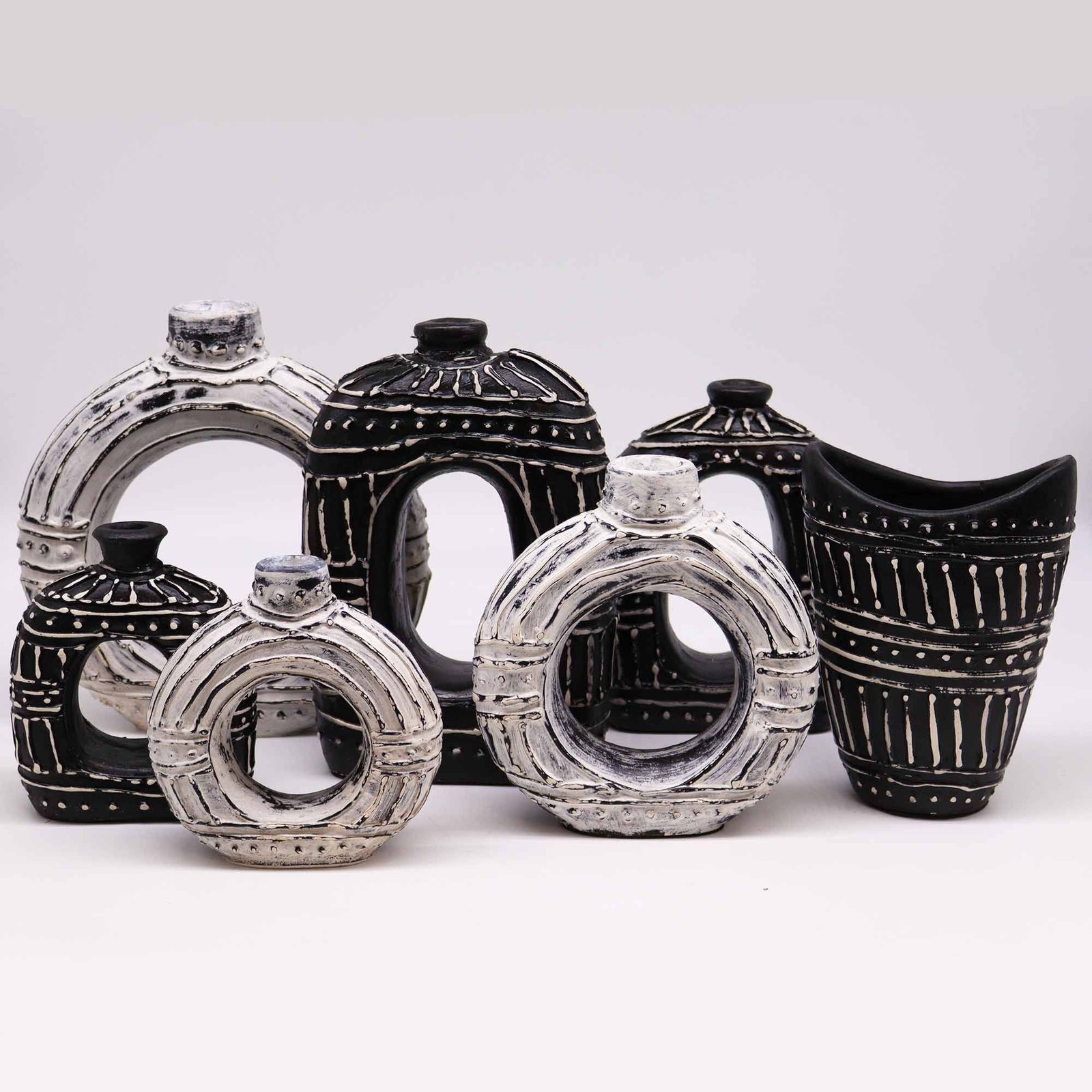 statement sculptural donut vase cream terracotta Statement Sculptural Donut Vase Cream Terracotta