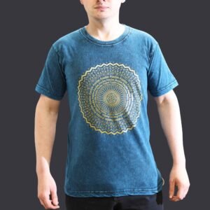 Tranquil Mandala Stonewashed Cotton T-Shirt Blue