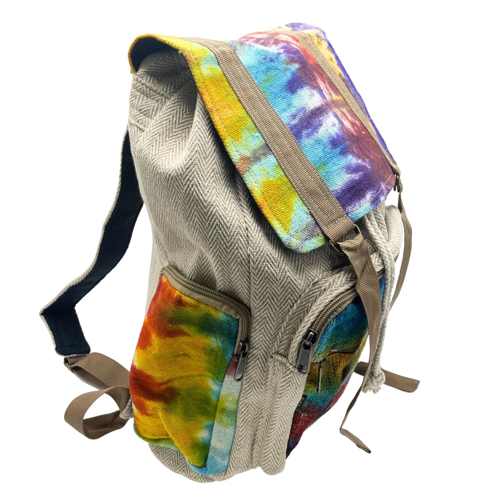 vibrant square hemp backpack artistic tie-dye Vibrant Square Hemp Backpack Artistic Tie-Dye - Image 2