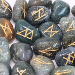 Nature Wisdom Rune Stone Set Moss Agate