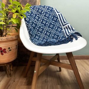 Soothing Indigo Throw Handwoven Kasba Tiles