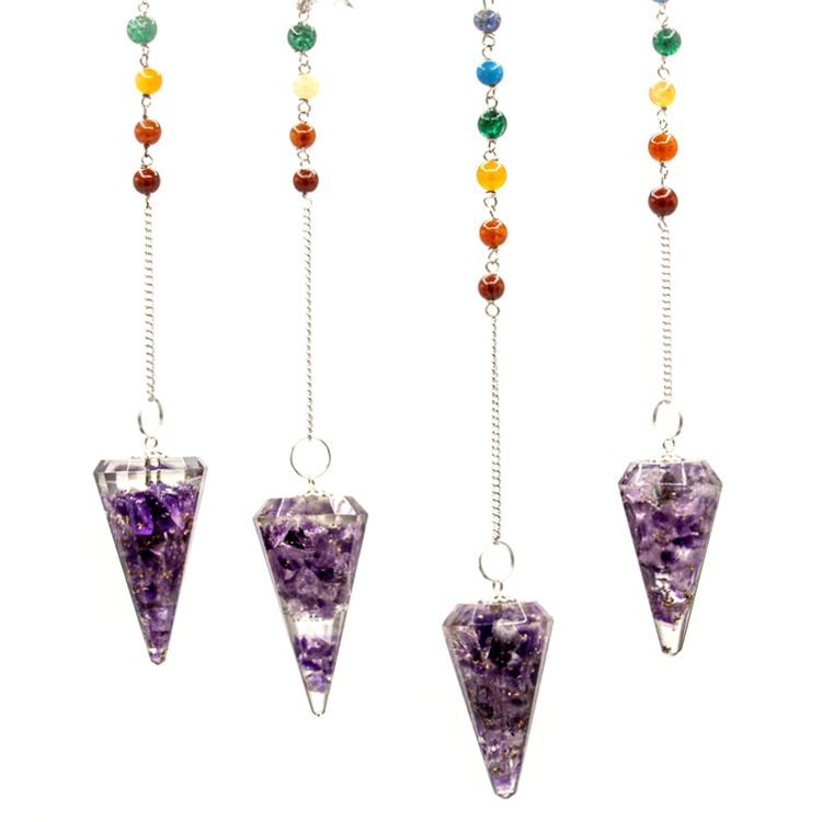 intuitive clarity orgonite chakra pendulum amethyst Intuitive Clarity Orgonite Chakra Pendulum Amethyst - Image 2