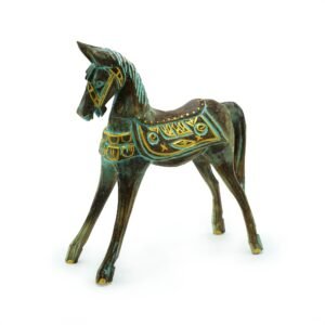 Radiant Turquoise Gold Horse Statue Medium