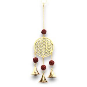 Sacred Flower of Life Brass Rudraksha Chime