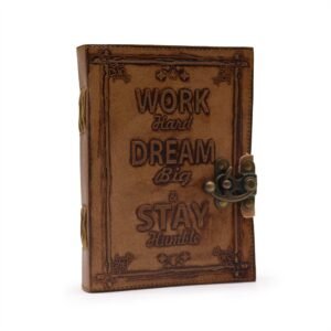 Motivational Leather Journal Work Dream Big