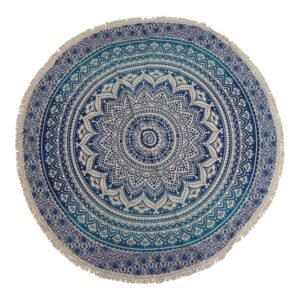 Peaceful Round Cotton Mandala Art Classic Blue