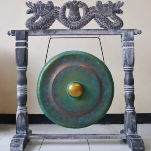 Harmonic Healing Gong with Carved Stand Green