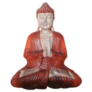 Welcoming Harmony Buddha Statue Suar Wood