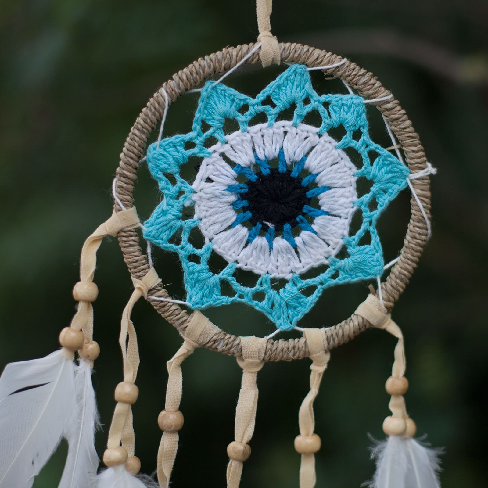 tranquil waves pastel blue macramé dreamcatcher Tranquil Waves Pastel Blue Macramé Dreamcatcher - Image 2