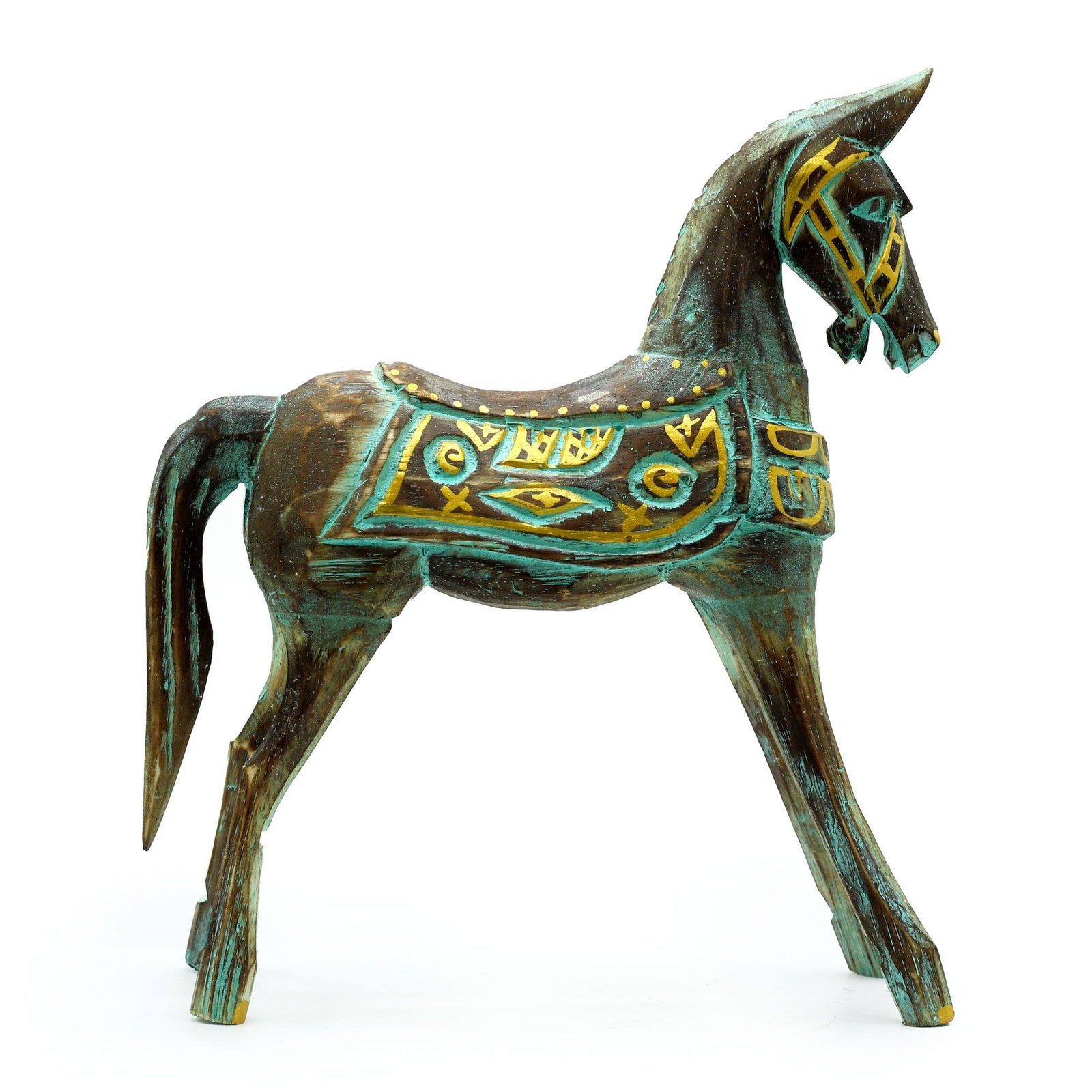 majestic turquoise gold horse statue large Majestic Turquoise Gold Horse Statue Large - Image 2