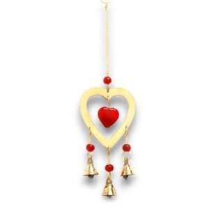Heartfelt Harmony Brass Chime with Ruby Glass