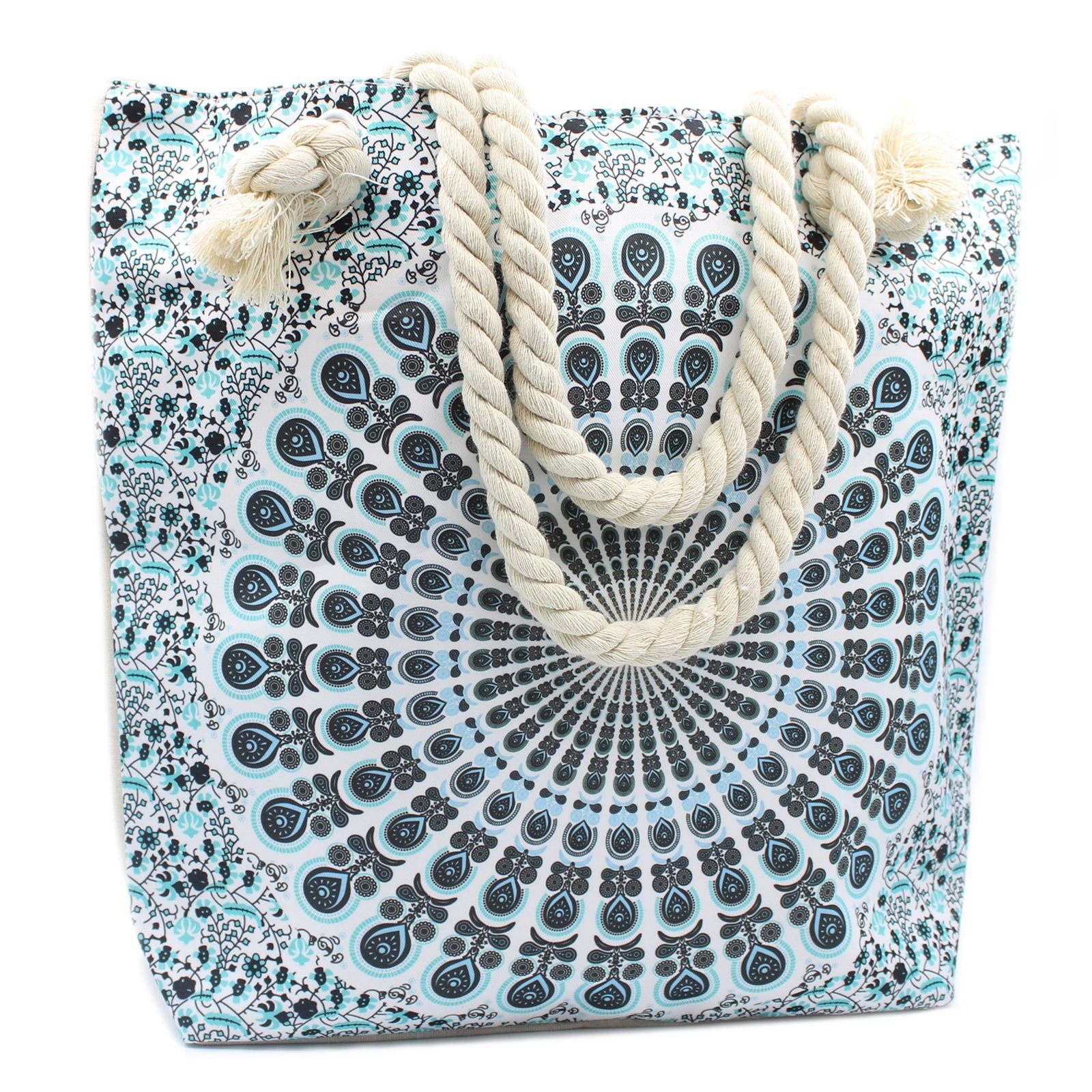 everyday beach tote bag sky blue mandala Everyday Beach Tote Bag Sky Blue Mandala