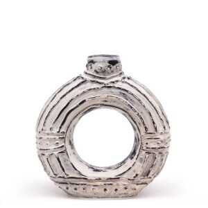 Minimal Round Donut Terracotta Vase Cream