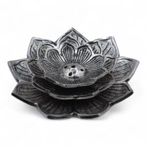 Serene Triple Lotus Incense Holder Aluminum