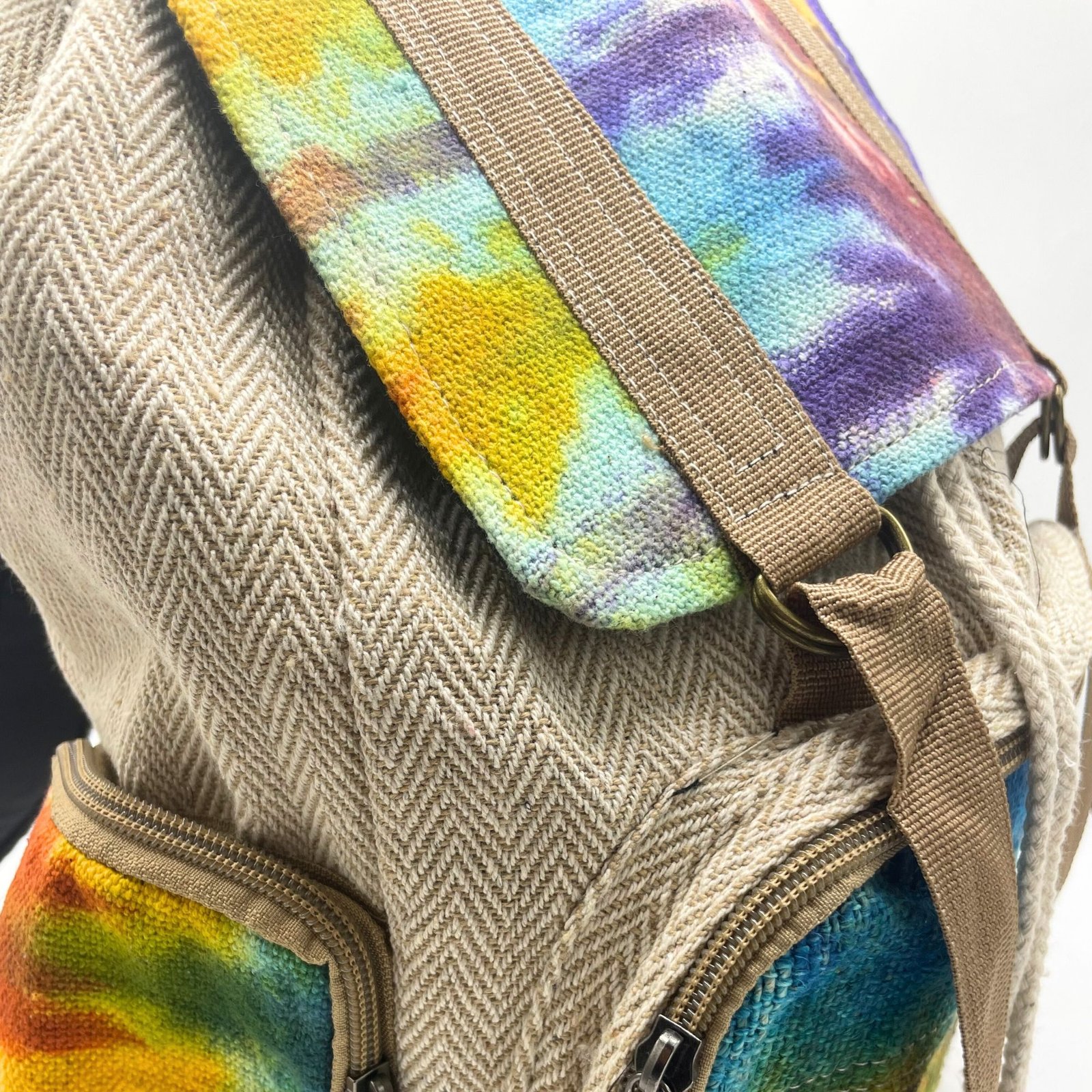 vibrant square hemp backpack artistic tie-dye Vibrant Square Hemp Backpack Artistic Tie-Dye - Image 4