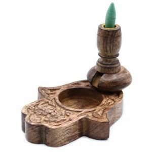 Protective Hamsa Mango Wood Backflow Burner