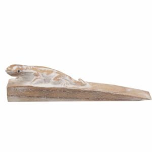 Exotic Wooden Doorstop Handcarved Gecko