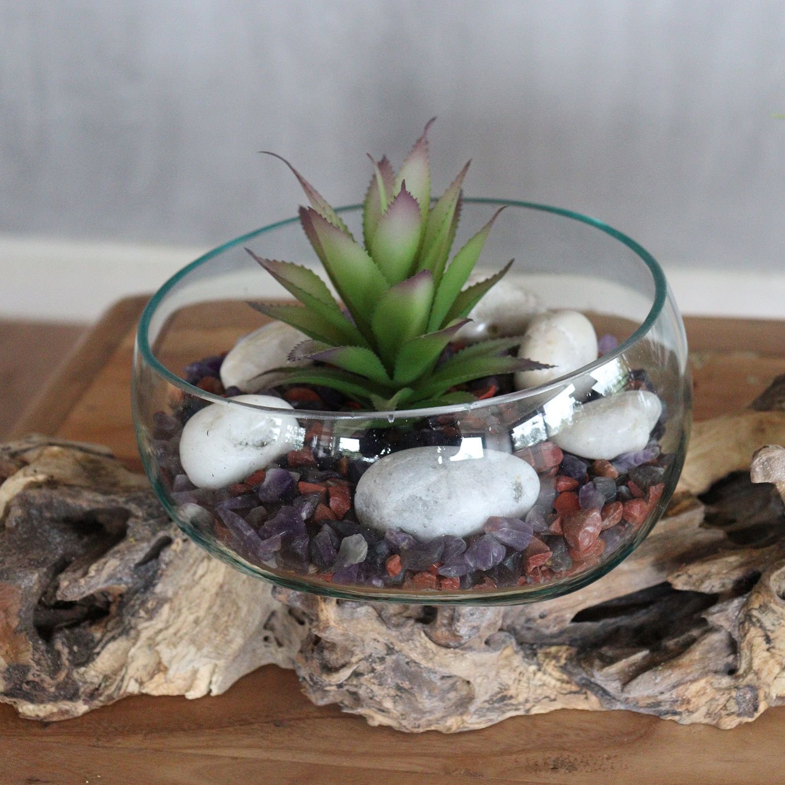 statement double bowl sculpture recycled glass wood Statement Double Bowl Sculpture Recycled Glass Wood - Image 5