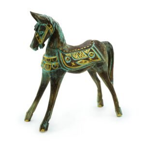 Majestic Turquoise Gold Horse Statue Large