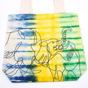 Playful Tie-Dye Cotton Tote Multicolour Elephants