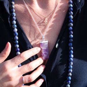 Gentle Heart Flat Crystal Pendant Rose Quartz