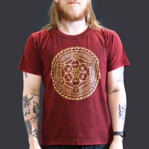Empowering Chakra Stone-Washed Cotton T-Shirt Maroon