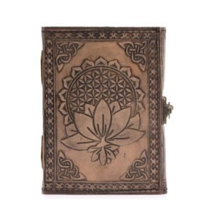 Serene Reflection Lotus Mandala Leather Notebook