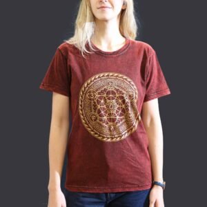 Balancing Chakra Stone-Washed Cotton T-Shirt Maroon