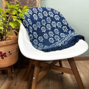 Calming Indigo Throw Handcrafted Chhota Flower