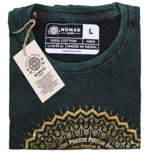 Calming Mandala Stonewashed Cotton T-Shirt Green