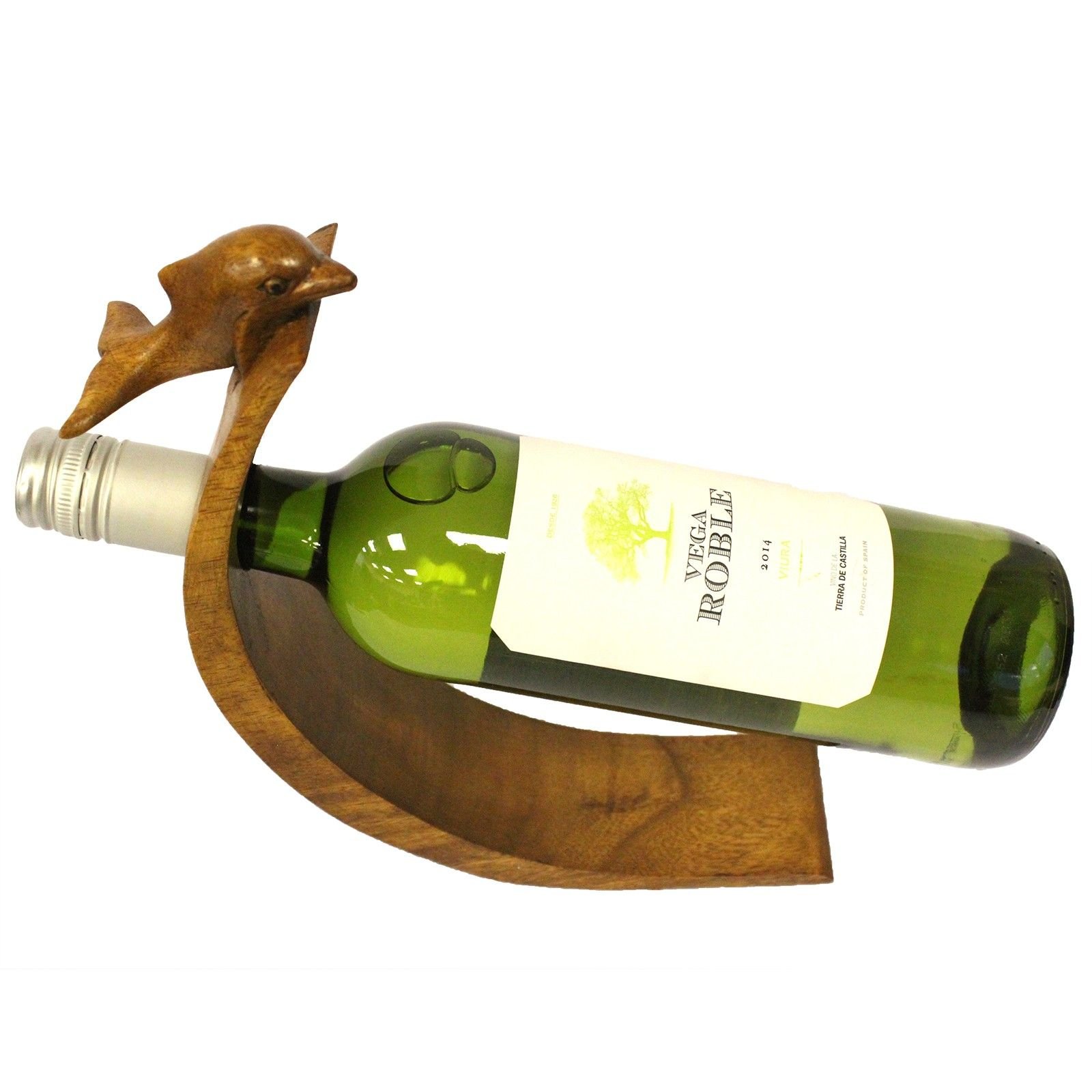 graceful balancing wine holder suar wood dolphin Graceful Balancing Wine Holder Suar Wood Dolphin - Image 3