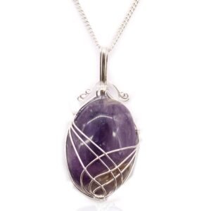 Tranquil Clarity Swirl Wrapped Amethyst Necklace