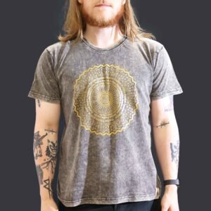 Grounding Mandala Stonewashed Cotton T-Shirt Charcoal