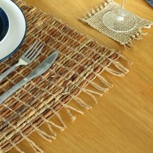 Earthy Texture Placemat Water Hyacinth Fringe
