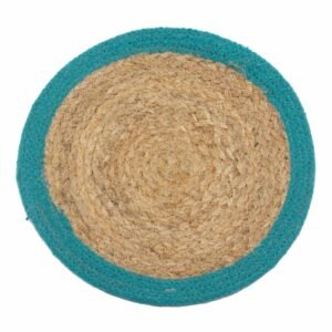 Boho Dining Placemat Jute Cotton Teal Edge