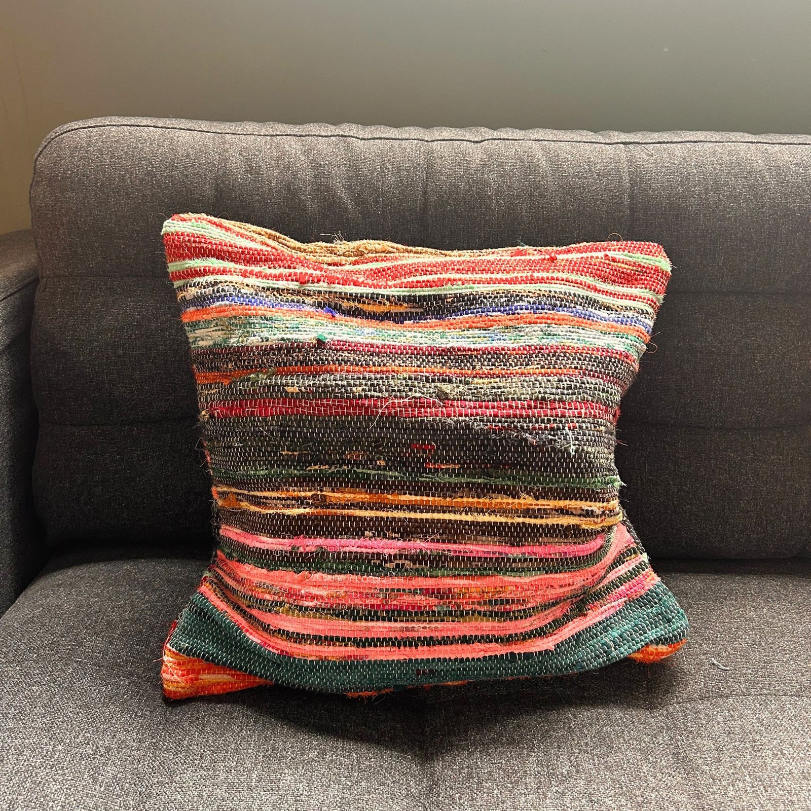 boho comfort rag rug cushion cover multicolour Boho Comfort Rag Rug Cushion Cover Multicolour - Image 2