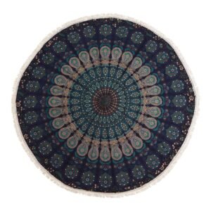 Elegant Mandala Round Cotton Wall Art Peacock