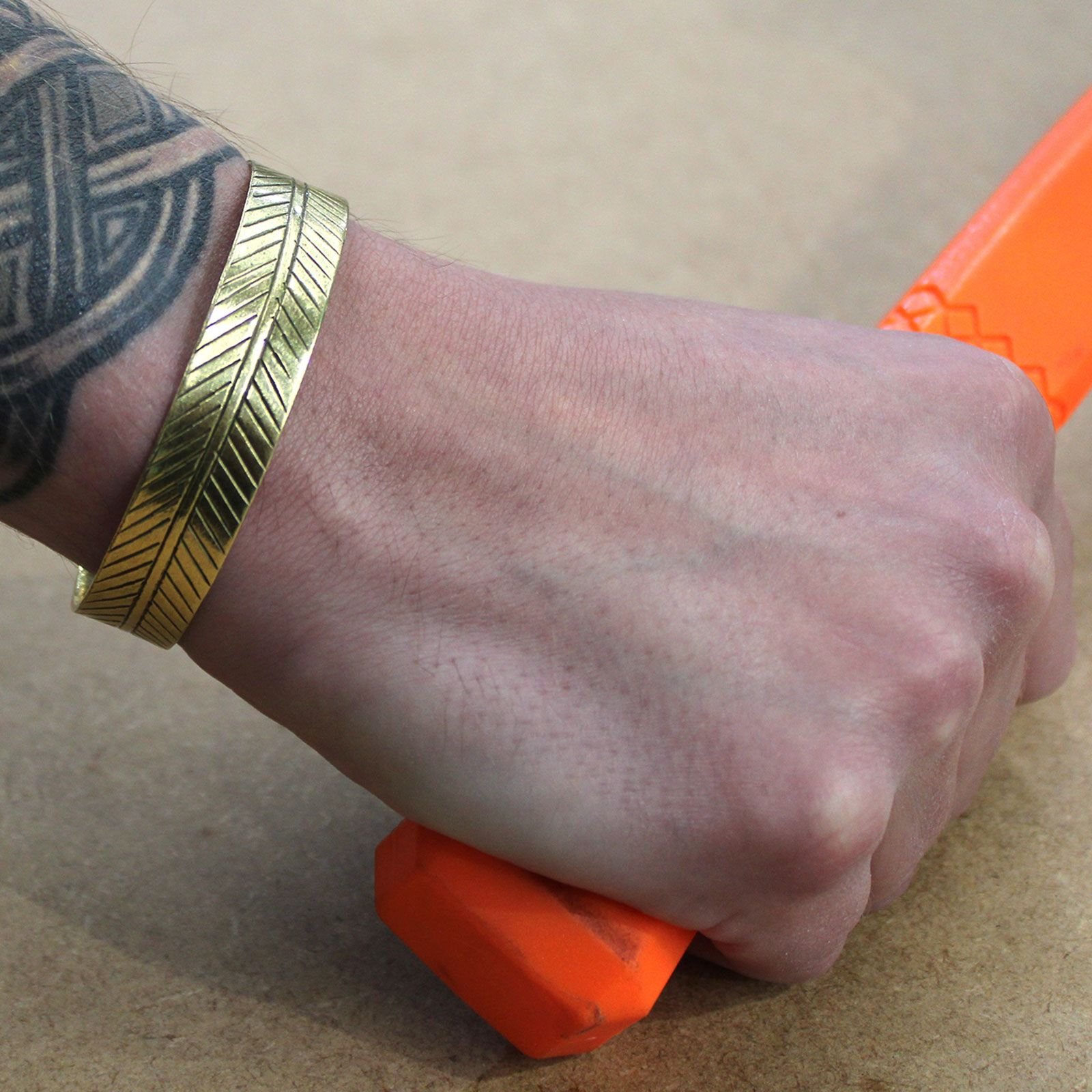 grounded strength bracelet wide brass tribal leaf Grounded Strength Bracelet Wide Brass Tribal Leaf - Image 4