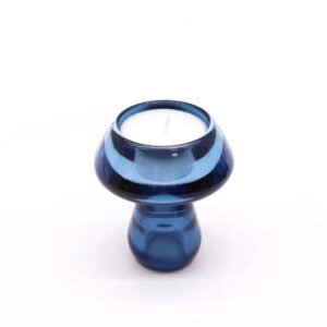 Reversible Mushroom Glass Candle Holders Royal Blue