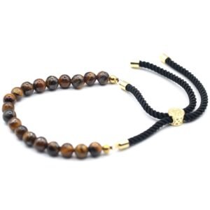 Confidence Shield Black String Bracelet Tiger Eye