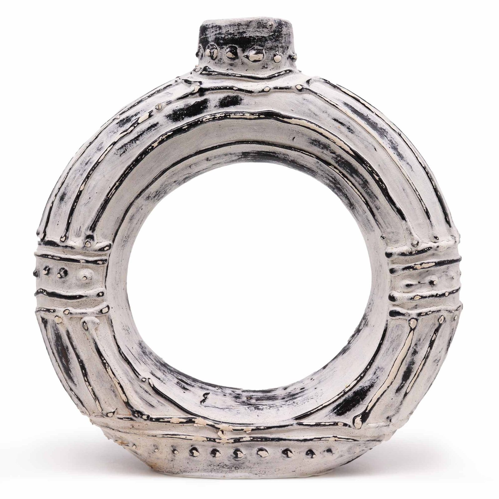 statement sculptural donut vase cream terracotta Statement Sculptural Donut Vase Cream Terracotta - Image 3