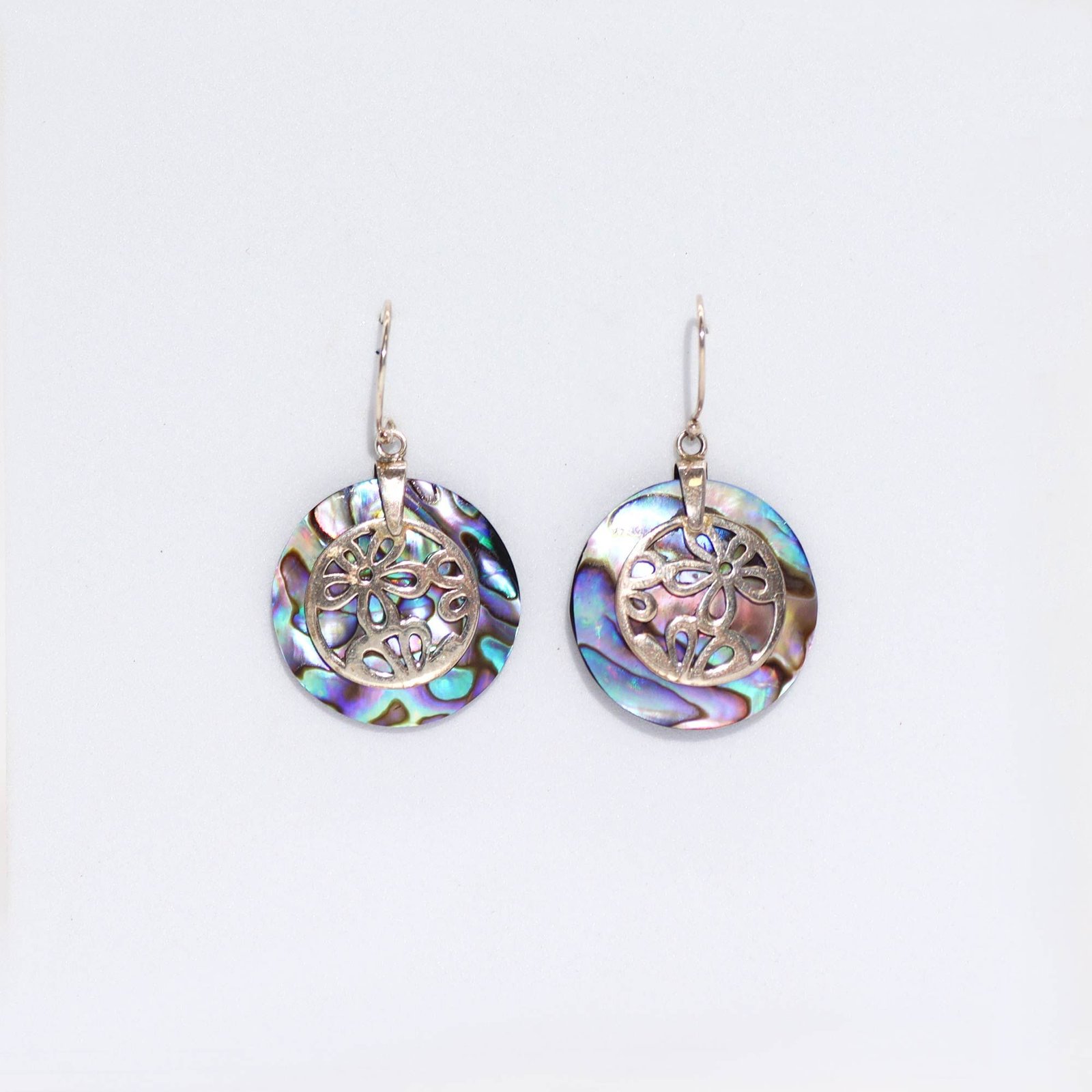 blooming ocean flower earrings silver abalone Blooming Ocean Flower Earrings Silver Abalone