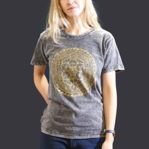 Grounded Chakra Stone-Washed Cotton T-Shirt Grey