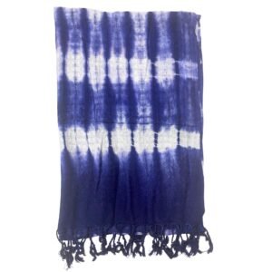 Earthy Indigo Striped Linen Rayon Scarf