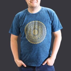 Soothing Mandala Stonewashed Cotton T-Shirt Blue